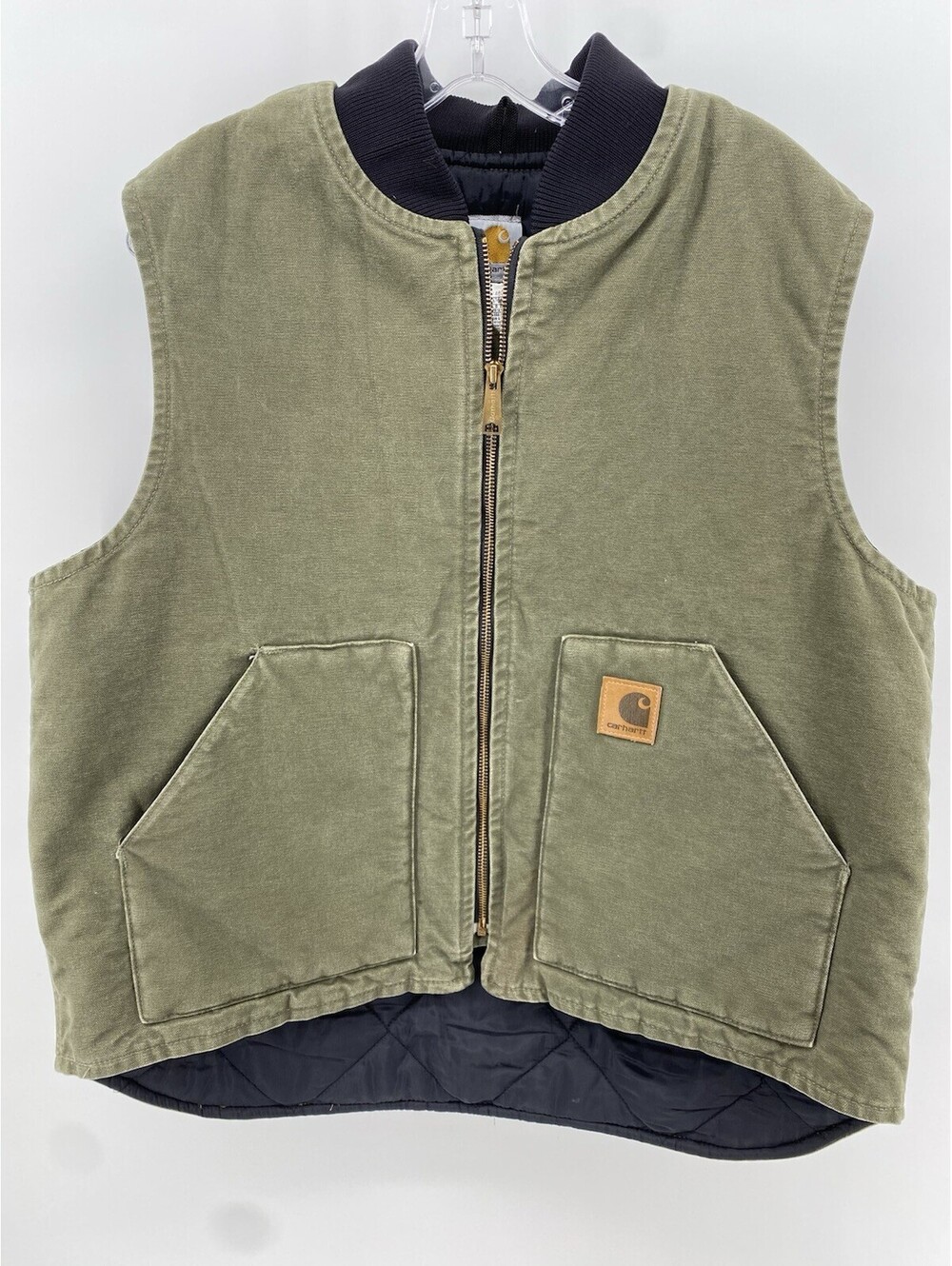 Vintage Carhartt V51 LOV Moss Green Zip Vest Size XL